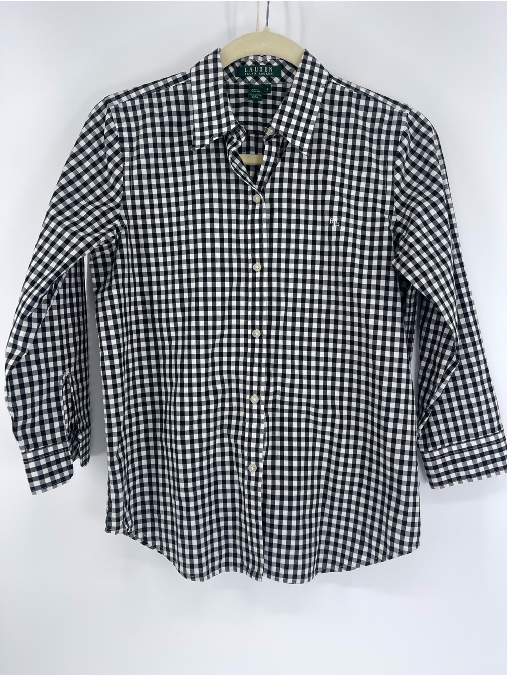 Women’s Ralph Lauren Black and White Gingham Button-Down Shirt